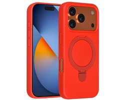 Telefoonhoesje geschikt voor iPhone 17 Pro - Magnetische Backcover met Ringstand - Geschikt voor MagSafe-accessoires - FuturiQ - Classic Red