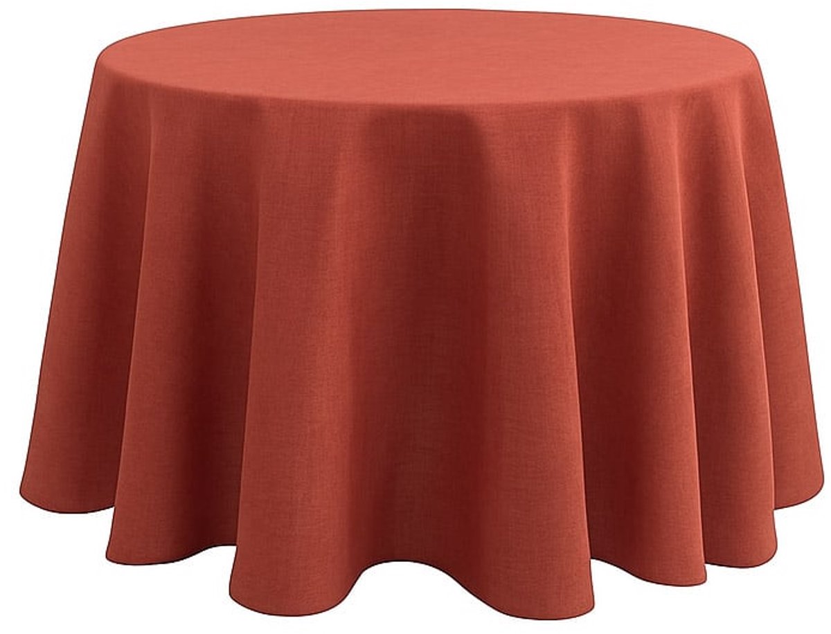 Rond Tafelkleed Uni Coral Rood 160cm - Tafellaken Polyester - Vocht- en vuilafstotend