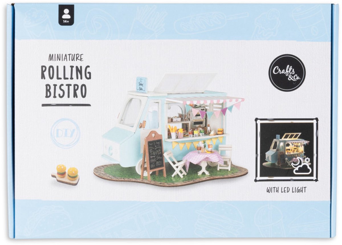 Miniatuur Bouwpakket M Volwassenen - Hout - DIY Poppenhuis - Bouwpakketten - Rolling Bistro - Crafts&Co — afbeelding 5