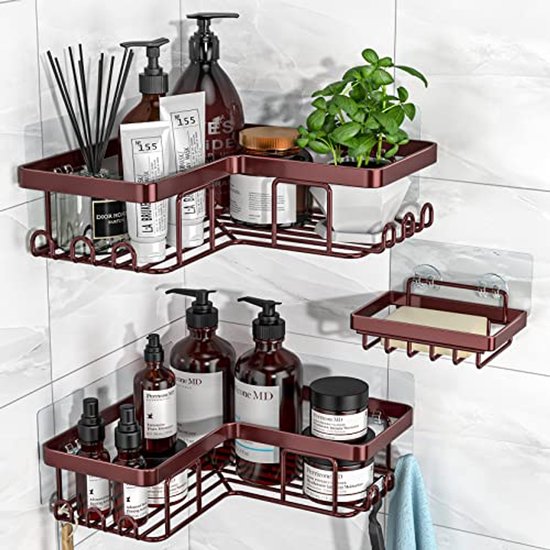 YEAPA Douche Caddy Houten Douche Plank Zelfklevende Doucherek Wandmontage Geen Boor Multifunctioneel Voor Badkamer Toilet A30cm Maat B50cm
