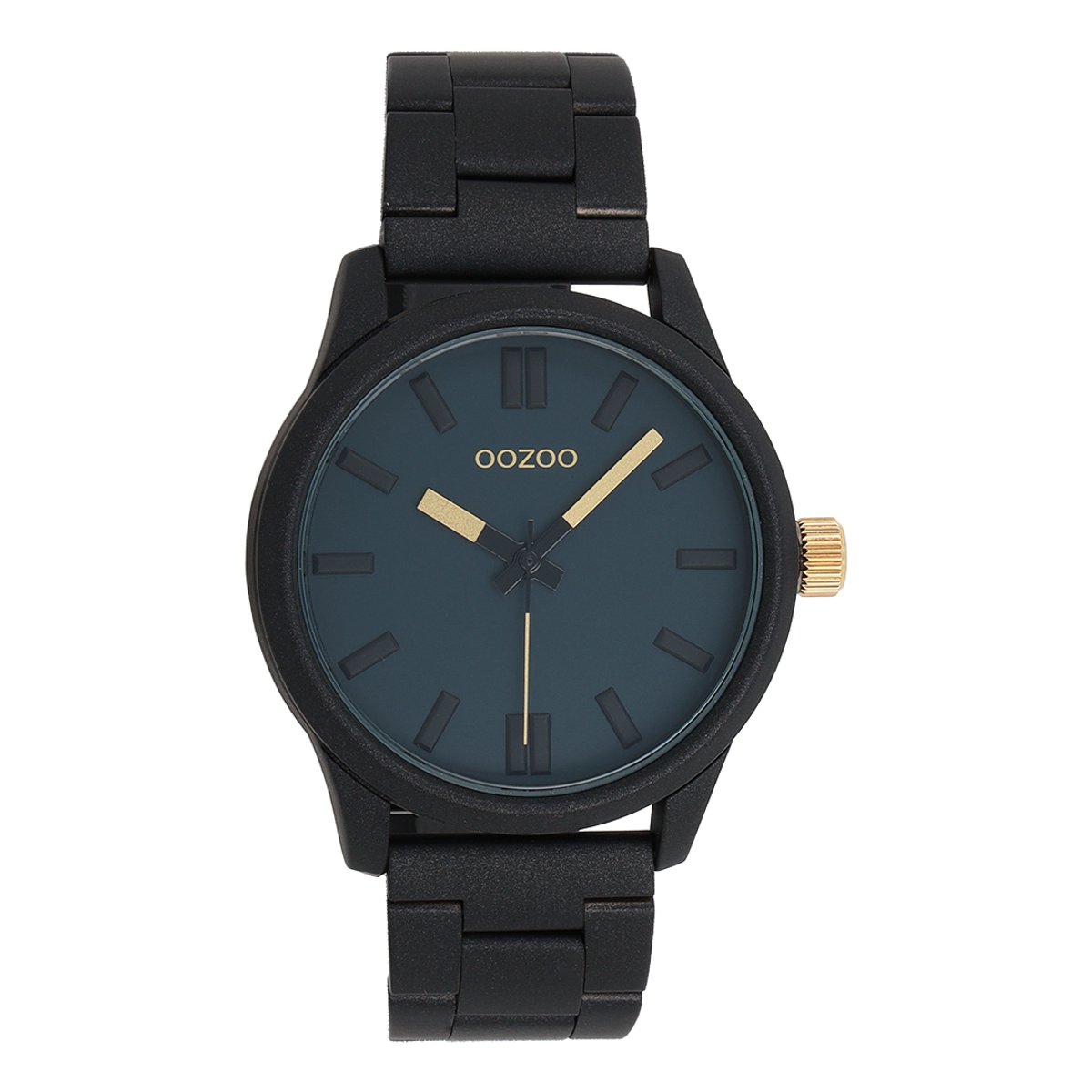 OOZOO Timepieces - Zwarte horloge met roestvrijstalen armband - C11618