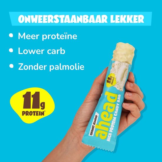 ahead Proteine Repen - Suikerarme Eiwitreep - Doos 14×45 g (630 g) - Vezelrijk Protein Bar Zonder Palmolie - 11-12 g Eiwit van Merkloos — afbeelding 3
