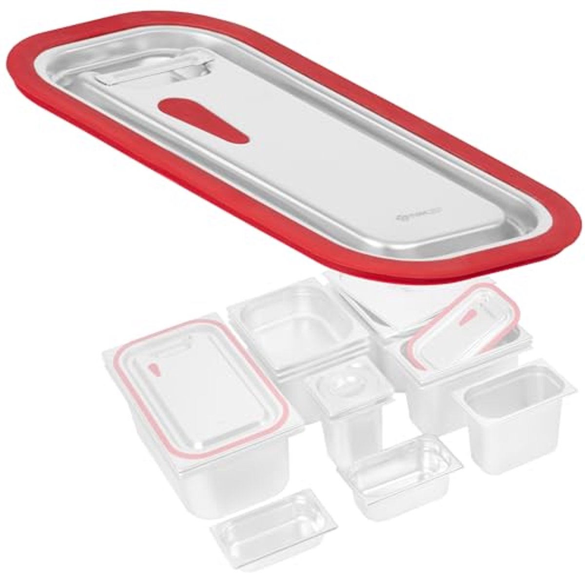 Gastro deksel met siliconen rand voor GN 1/3 containers - roestvrij staal