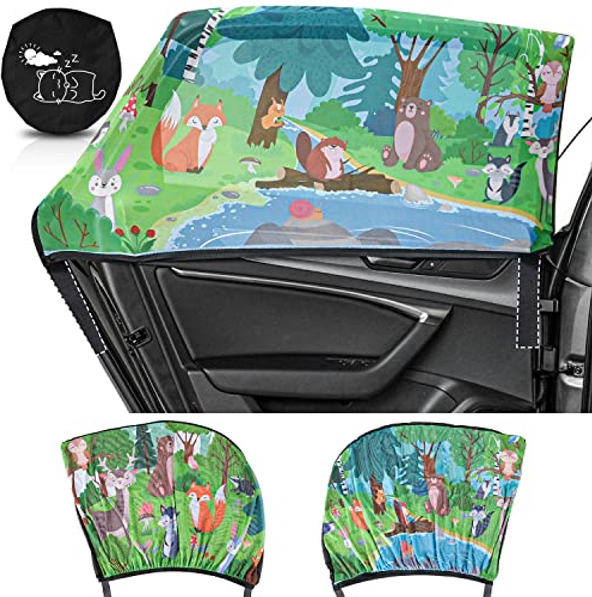 Autoraamschermen voor baby's en huisdieren - Zonneschermen voor autoruiten - UV-stralingsbescherming voor kinderen - 100 x 80 cm - 2 stuks