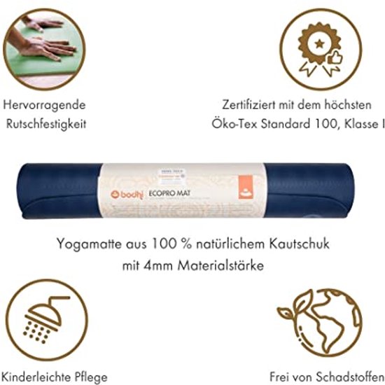 Eco Pro yogamat - Natuurlijk rubber, extreem antislip, perfect voor yoga en pilates, 185 x 60 x 0,4 cm — afbeelding 3