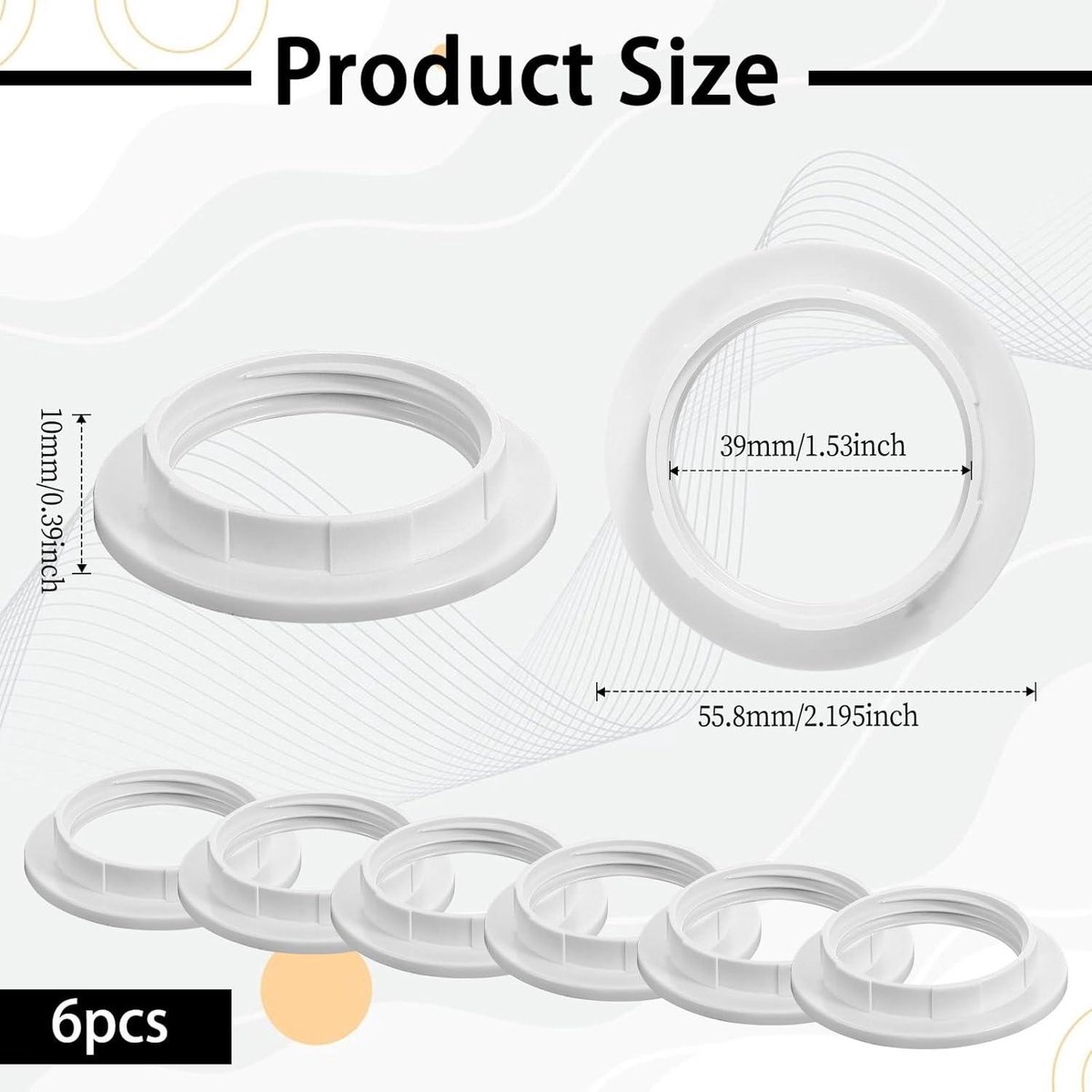 CCHAMP 6x Lampenkap Kraag Ring Converter E14 Plastic Zwart, Lamphouder Vervanging Schroef Ring