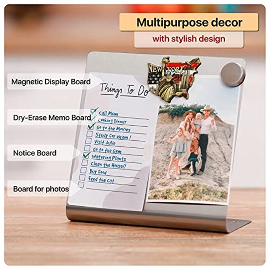 DWOOKE LED-prikbord met 7 kleuren pen/standaard, acryl droog wisbord, kunst creatief bureaublad verlicht woordpad, oplichtend prikbord memobord voor bureau, kantoor, café, school, thuis