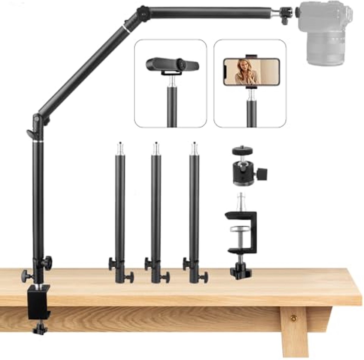 Camera Tafelstatief met Flexibele Arm en 1/4" Bal Hoofd voor Fotografie