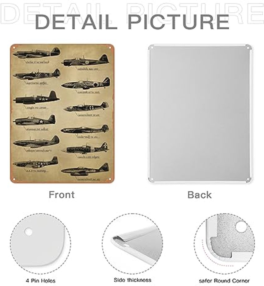 Vintage Metalen Wanddecoratie voor Man Cave - WO II Vliegtuigen Tuinbord en Muurdecoratie 20 x 30 cm