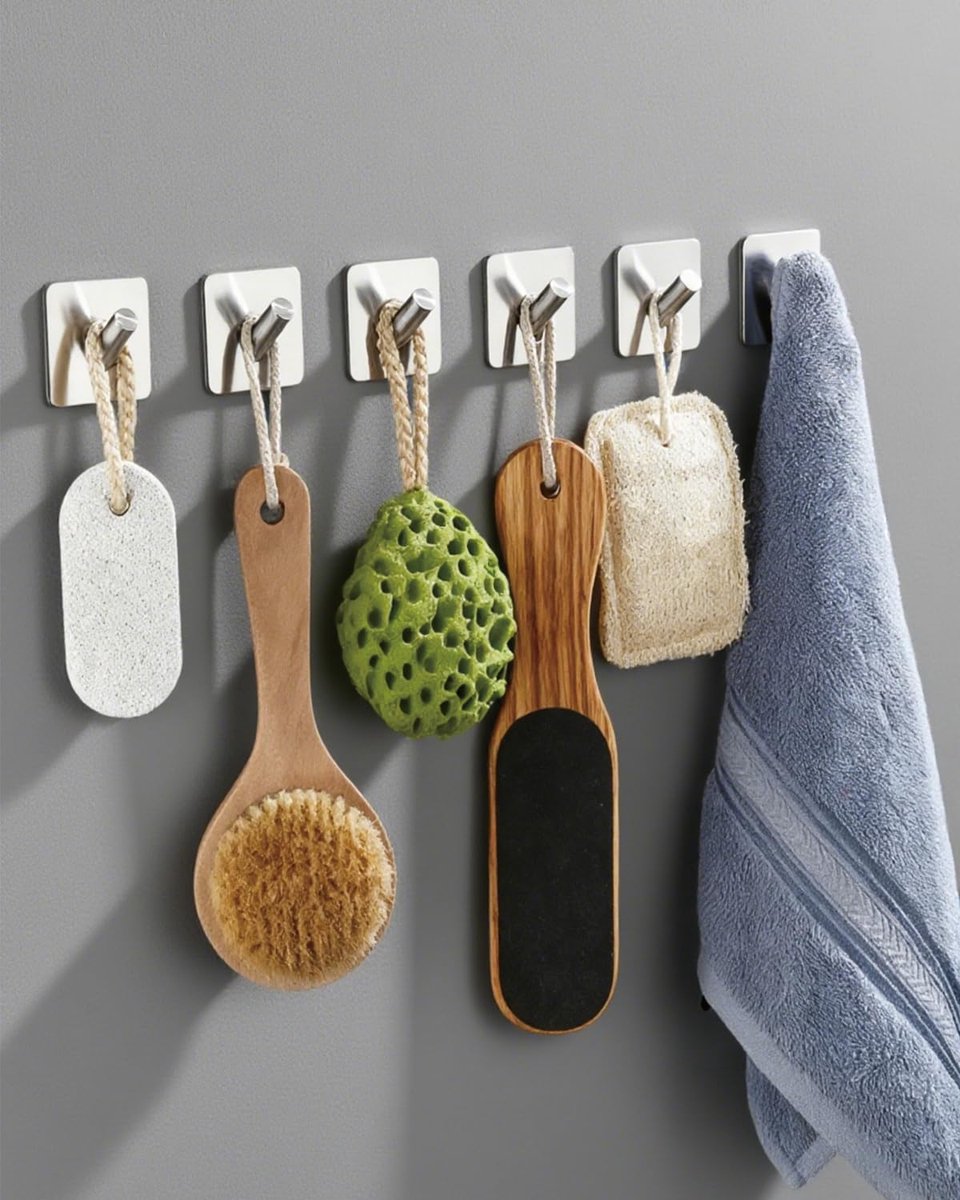 Azomor® Set van 6 Zelfklevende RVS Wandhaken voor Badkamer en Keuken