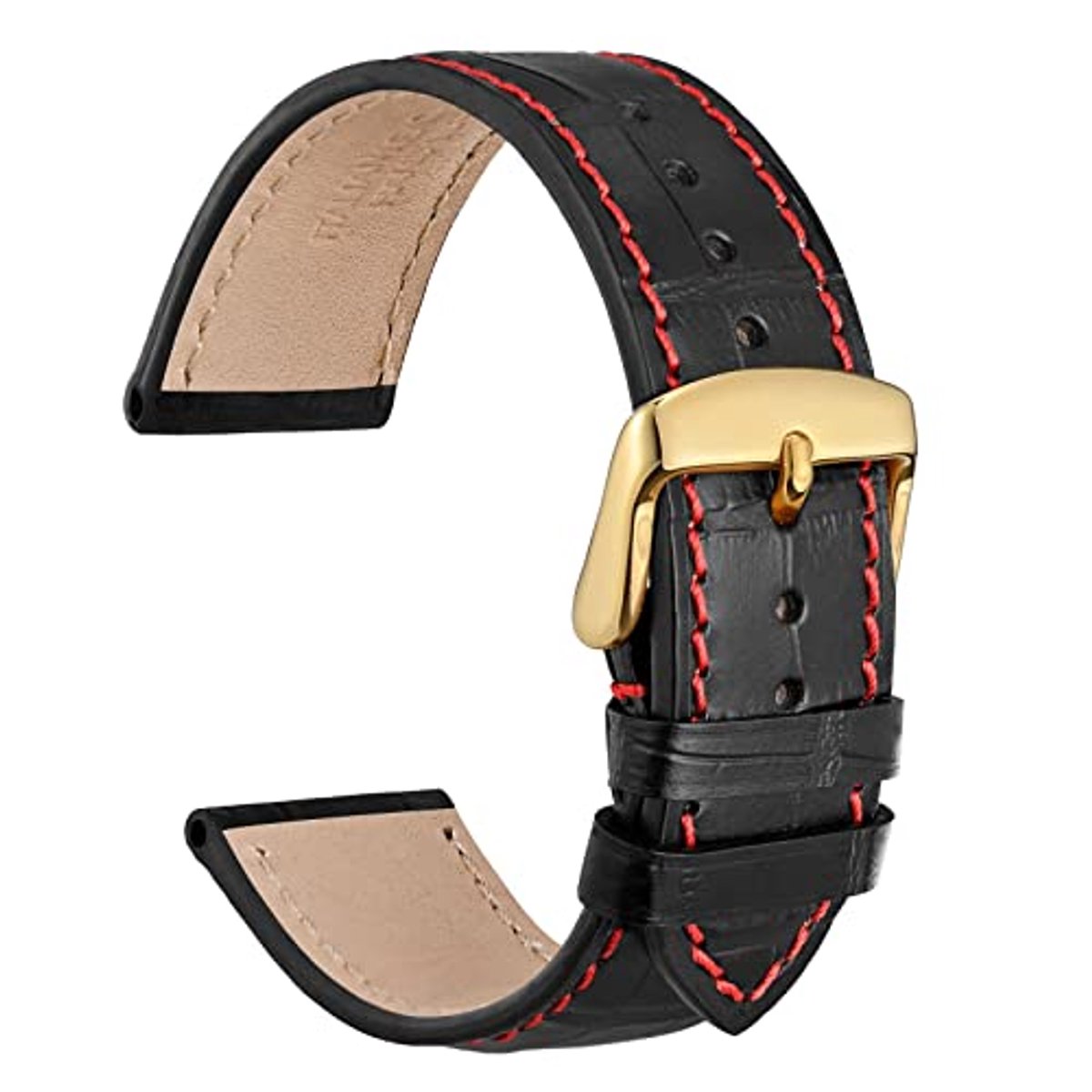 Alligator Embossed Cowhide Leather Watchband - Replacement Straps for 18mm to 22mm Watches
