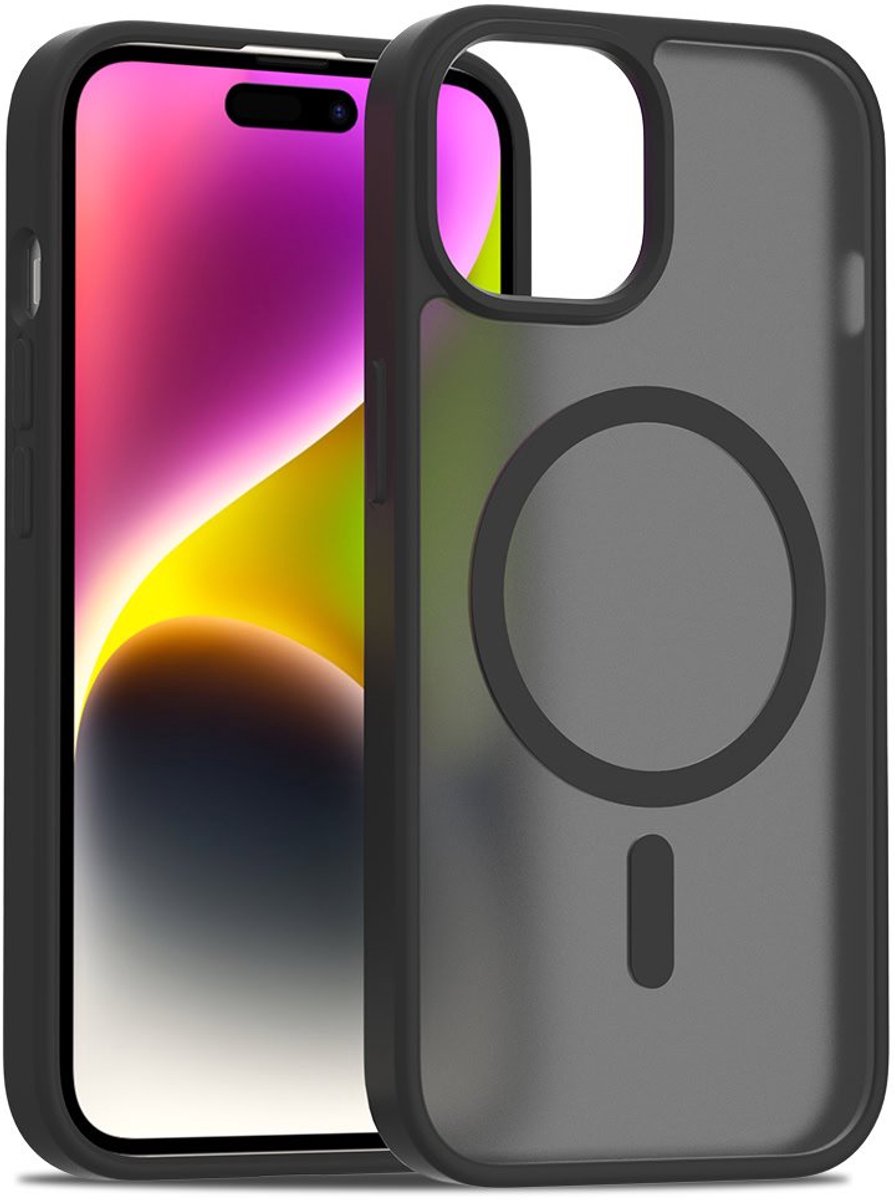 Solidenz Hoesje - Geschikt voor iPhone 15 - FrostMag Backcover geschikt voor MagSafe - Zwart