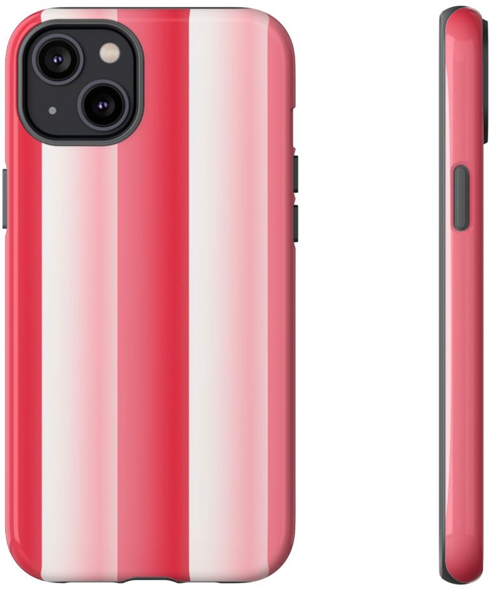 Rood-Wit Gestreept Patroon – Telefoonhoesje Geschikt voor iPhone 14 Plus
