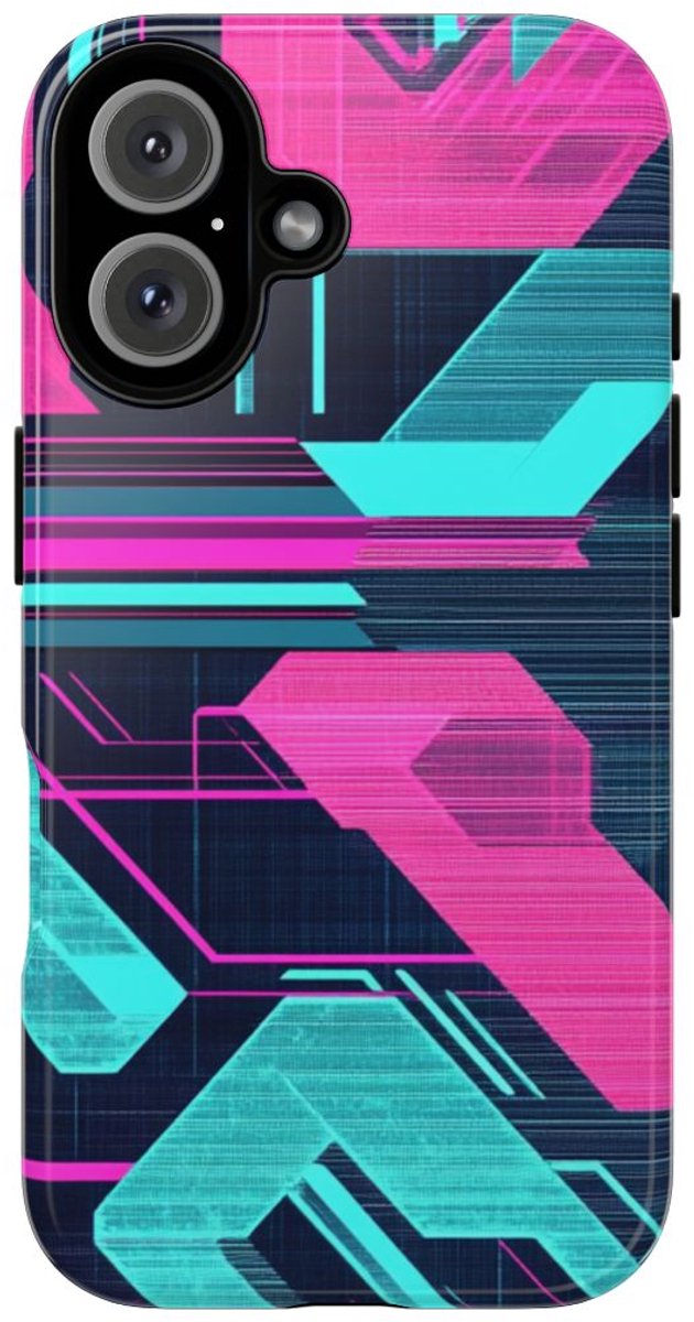 Fel Geometrisch Neonpatroon – Telefoonhoesje Geschikt voor iPhone 16