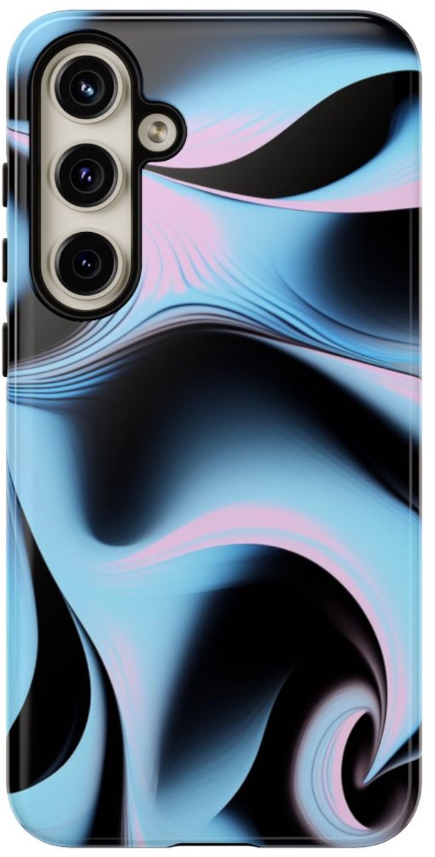 Blauw-Roze Abstracte Krullen – Telefoonhoesje Geschikt voor Samsung Galaxy S24 Plus