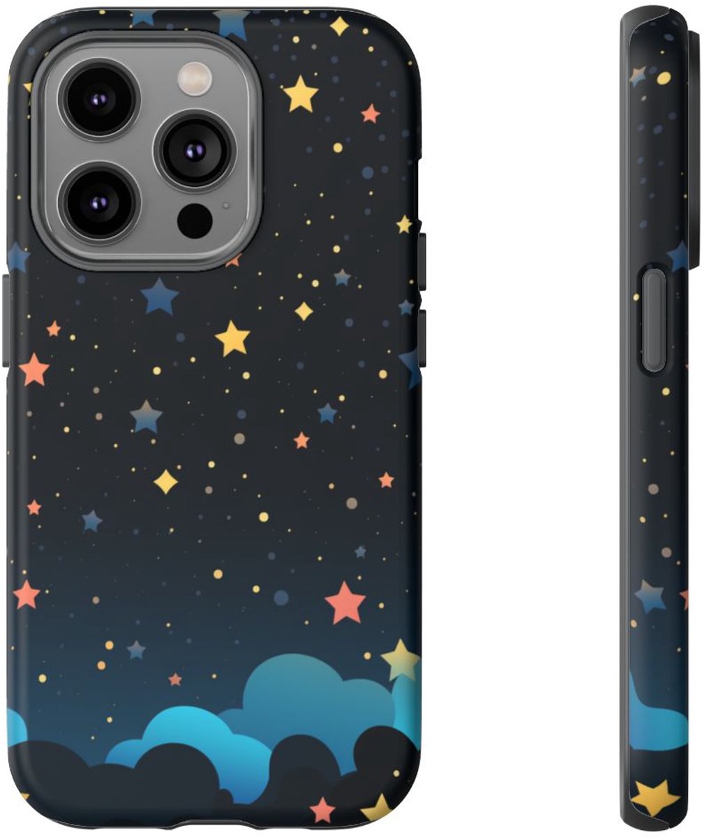 Kleurrijke Sterrenhemel met Wolken – Telefoonhoesje Geschikt voor iPhone 14 Pro