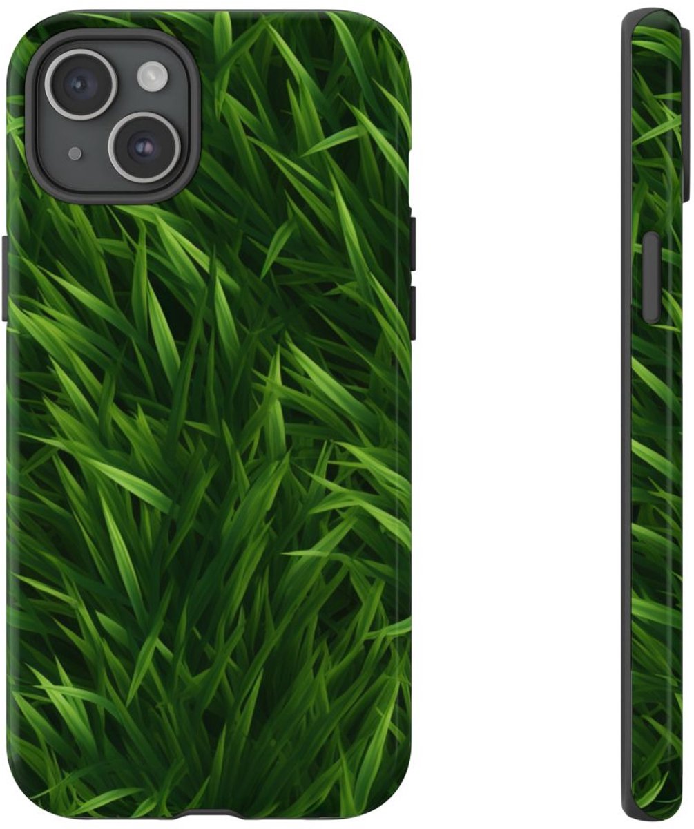 Weelderig Groen Grasstructuur – Telefoonhoesje Geschikt voor iPhone 15 Plus