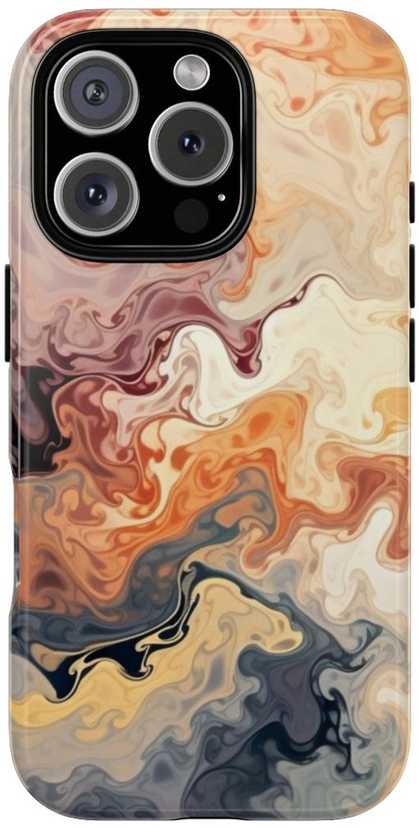 Dynamisch Abstract Oranje-Grijs Patroon – Telefoonhoesje Geschikt voor iPhone 16 Pro