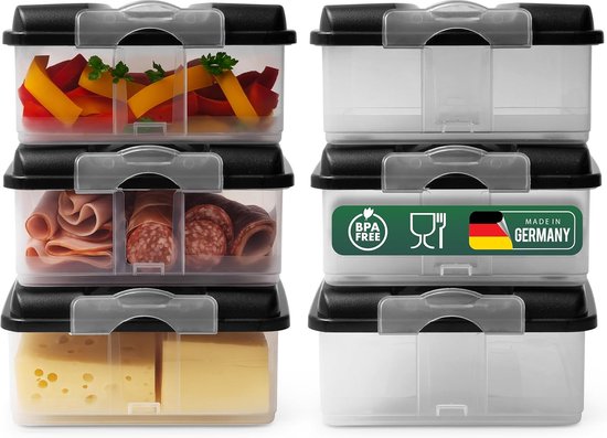Novaliv Set 6 Scatole In Plastica Con Coperchio In Legno - 5L, Design Rattan, Impilabili, Per Alimenti, Made In Germany - 3