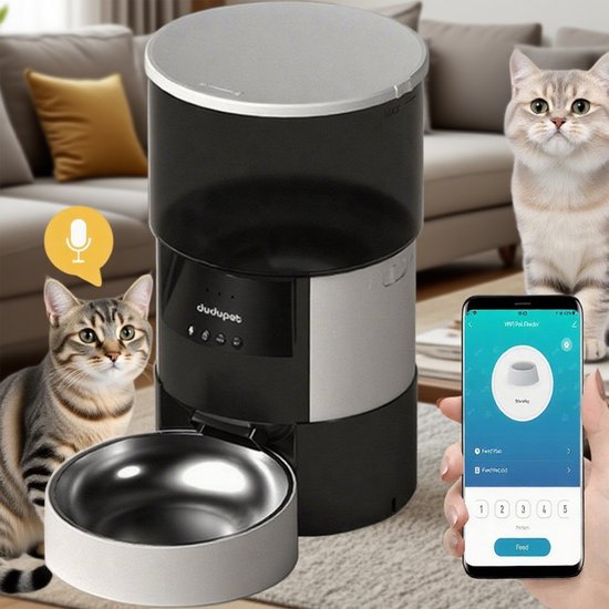 Pitt & Co. Dubbele Voerbak Drinkbak Kat met Automatische Waterdispenser voor 2 katten