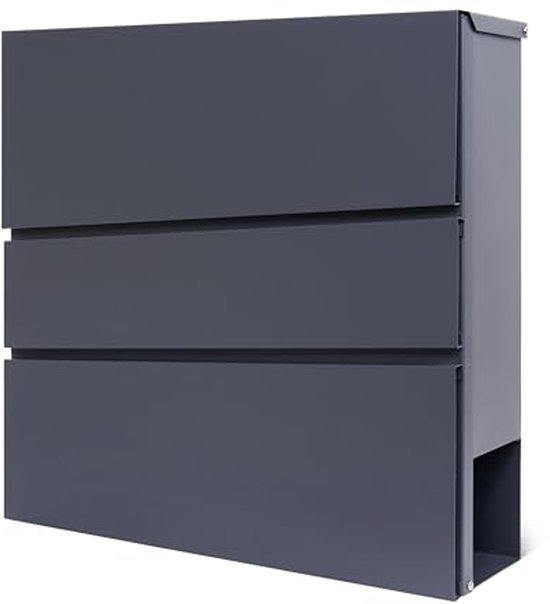Relaxdays brievenbus krantenrol, HBD 37 x 37 x 11 cm, met slot en 2 sleutels, modern design, patroon, van staal, zwart