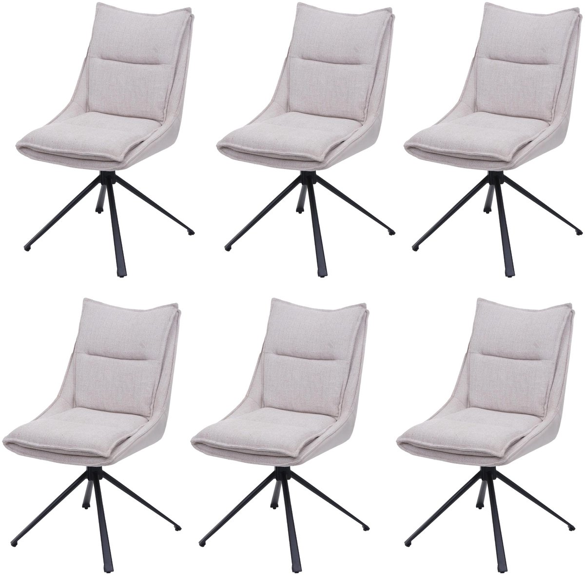 MCW Set van 6 eetkamerstoelen MCW-N71, keukenstoel, draaibaar met Auto-Return, stof/textiel (420 g/m²) Oeko-Tex ~ crèmebeige