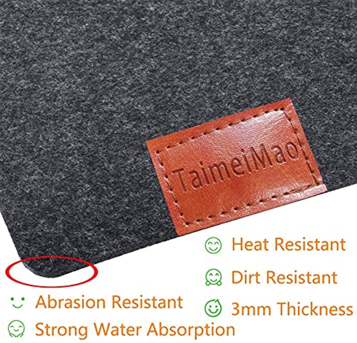 Tafelloper van Vilt - Hittebestendige Antislip Placemat 30 x 100 cm, Donkergrijs
