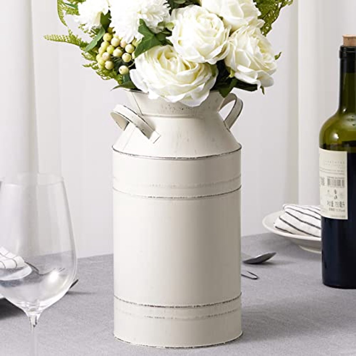 Grote Galvanized Metal Milk Can 30 cm Voor Decoratie - Rustieke Antieke Melkkan Vaas