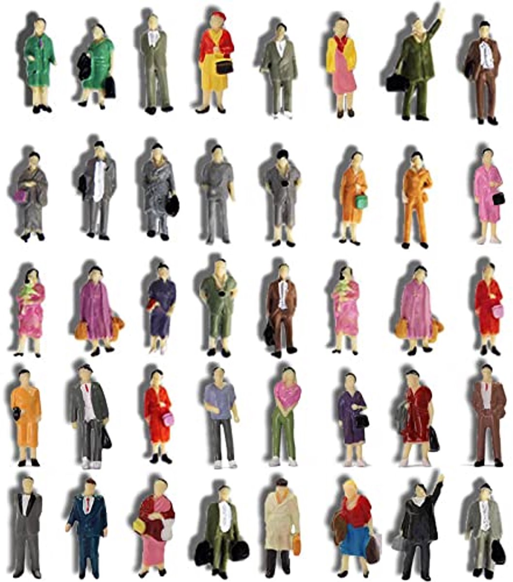 Model Figuren voor Architectuur en Spoorwegplanning - Miniature Mensen in Verschillende Houdingen, 40 Stuks 1:87