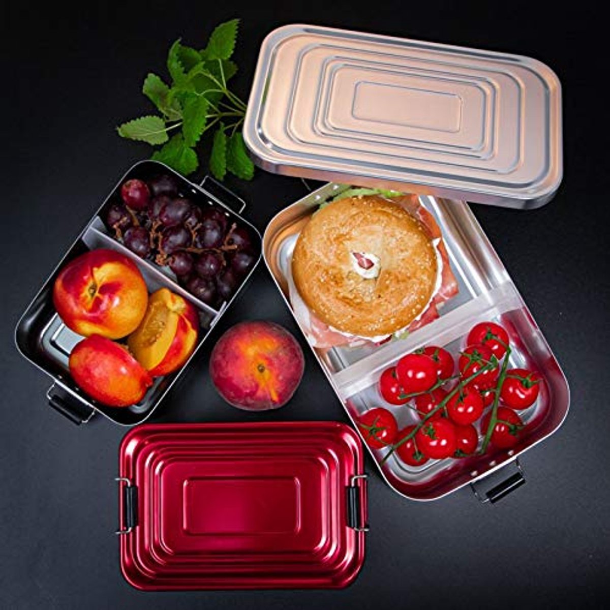 Lunchbox Aluminium Anthraciet 18 x 12 x 5,5 cm