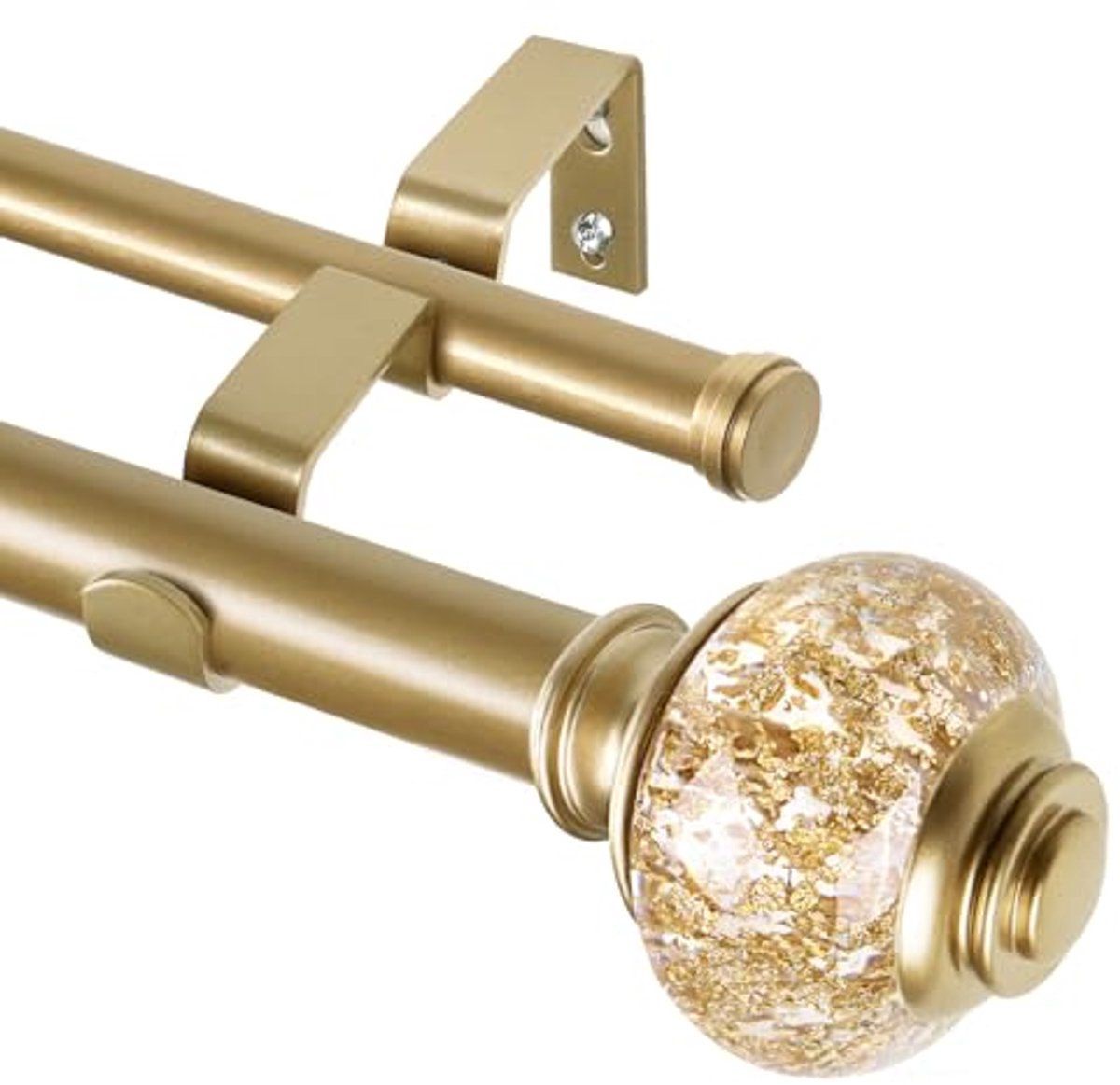 Luxe Gouden Dubbele Gordijnroeden met Telecopische Verstelling voor Ramen 1,7-3 m