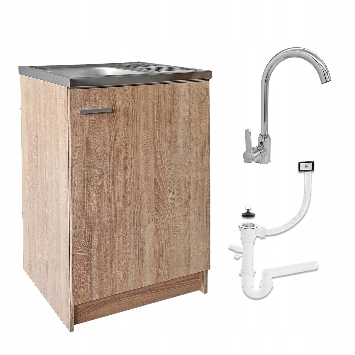 STAMAR - Keukenkast 60cm met Wastafel + Wastafelkraan - Keuken meubel - Eik Sonoma