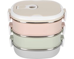 Portable Stainless Steel Playpen for Children and Adults, Insulated Thermal Food Container for Lunch Box, Waterproof and Stackable (3 Layers)