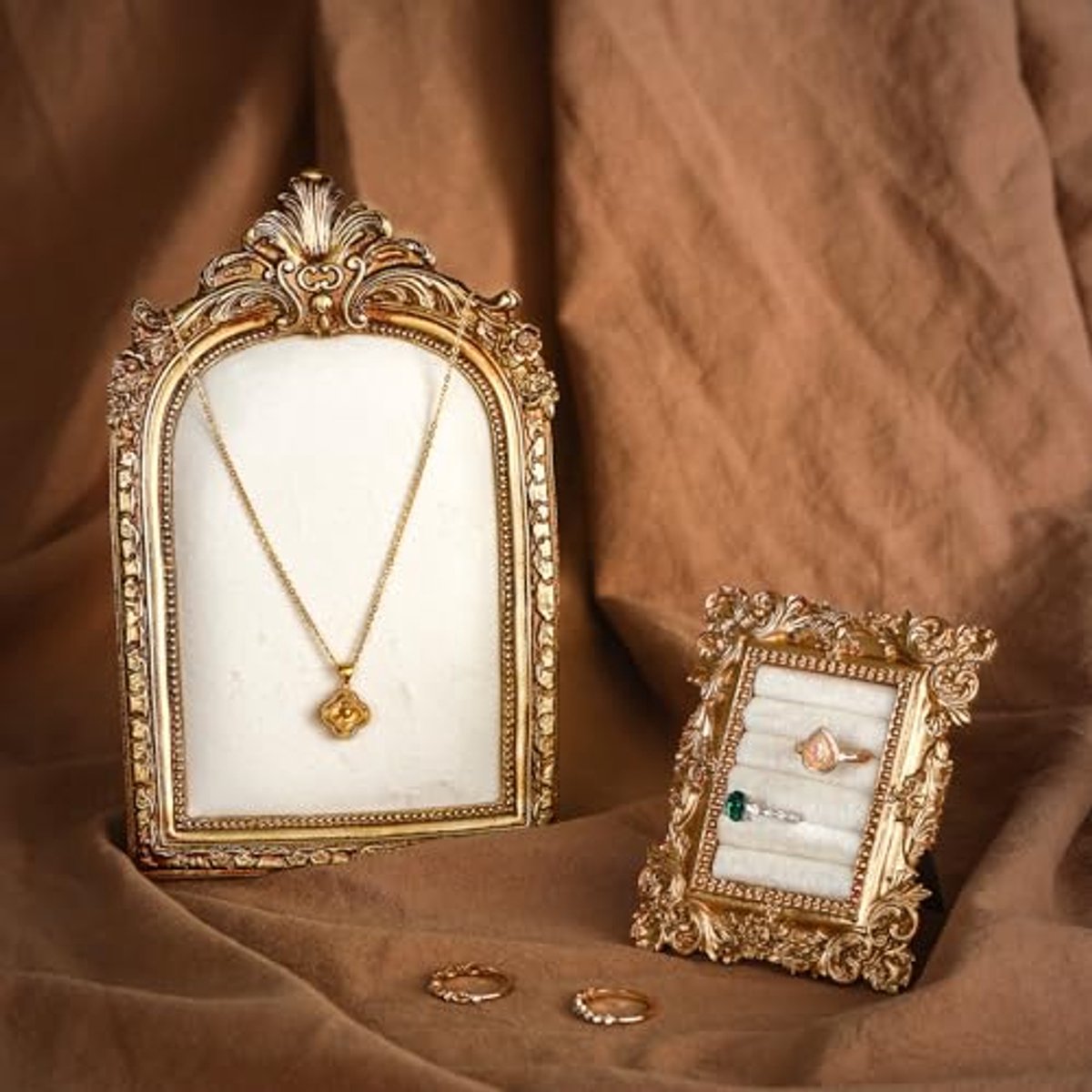 Vintage Sieraden Organizer set - 2-delige Hanger en Display voor Oorbellen en Kettingen