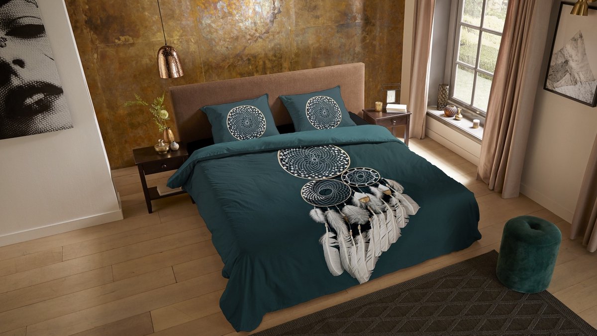 Pure dekbedovertrek dromenvanger - Lits jumeaux 240x200/220 cm - Petrol - Microvezel