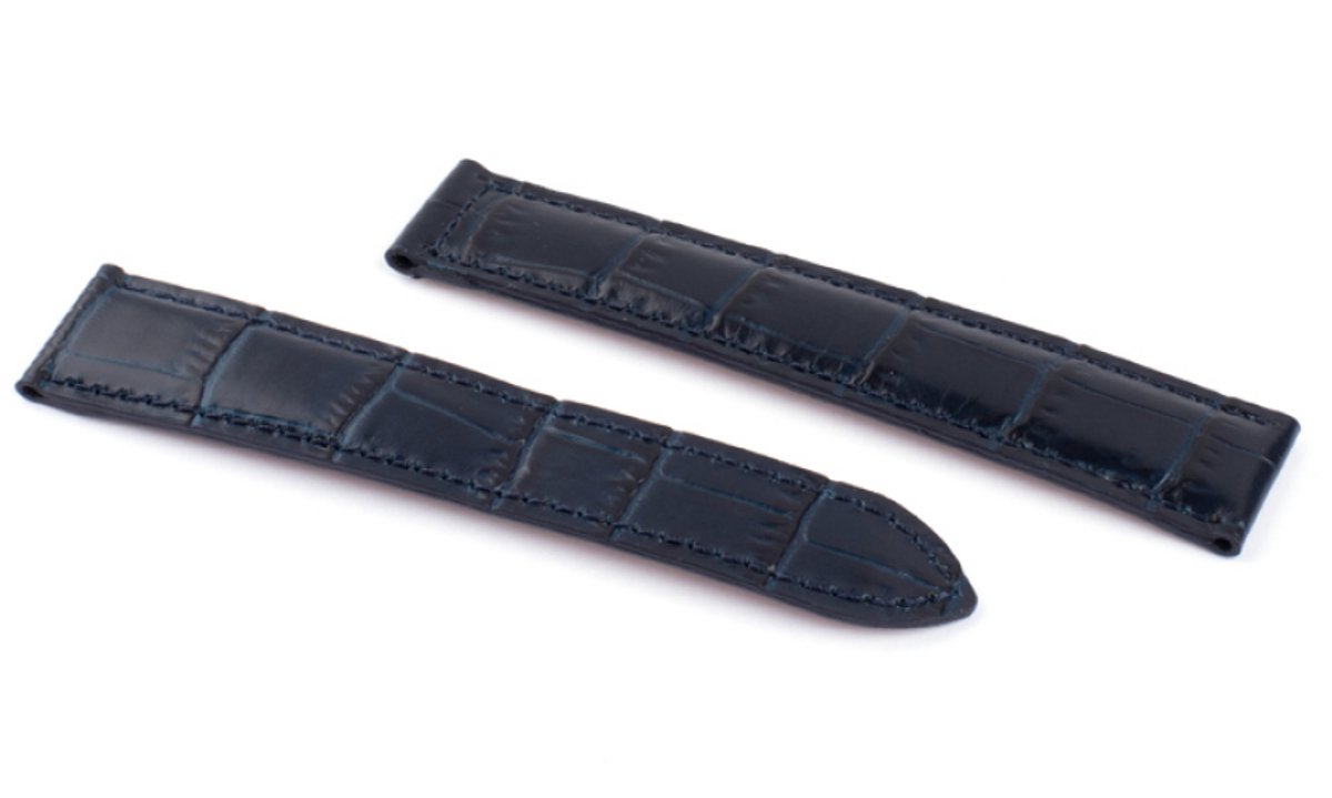 Horlogeband Marseille Donkerblauw - Leer - 20-18mm