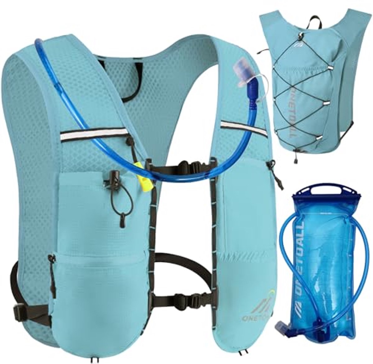Running Vest Dames met Waterfles 500ml en Bladder 2L - 6L Reflecterende Hydratatie Rugzak Voor Trailrunning en Hiken - Lichtgewicht 150g
