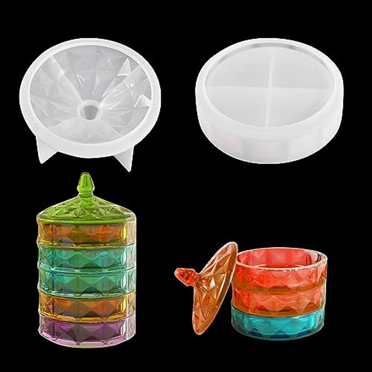 Ronde Siliconen Opbergdoos Mal met Deksel voor DIY Sieraden en Ambachten