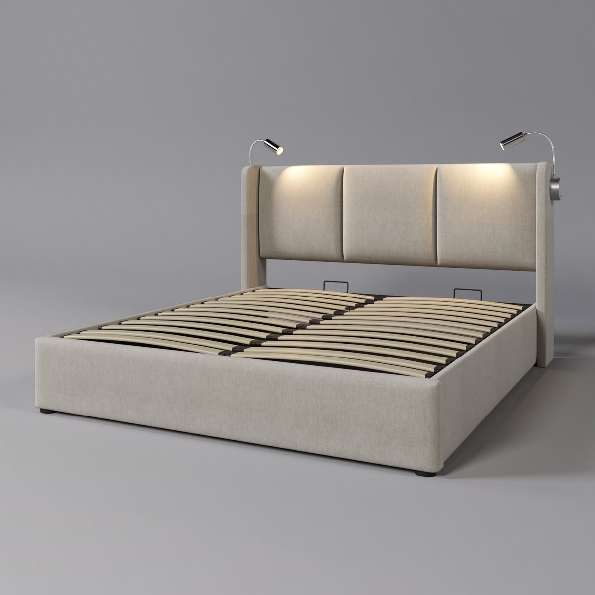 SHOPENTRA Opbergbed 160x200 cm Beige met Hydraulische - afbeelding 3