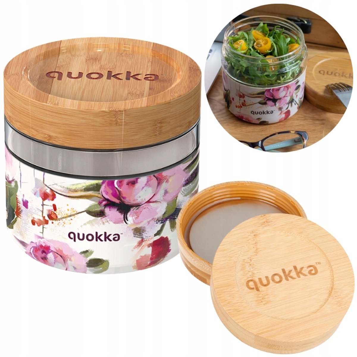 Glazen Lunchbox Quokka 820ml met Bamboe Deksel - Fris en Stijlvol