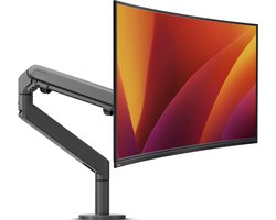 Alberenz® Single Monitor Arm Donkergrijs – Verstelbare Monitorbeugel met Gasveer – Tot 35" / 8 kg – Ergonomisch & Ultrawide Geschikt – VESA 75x75 & 100x100
