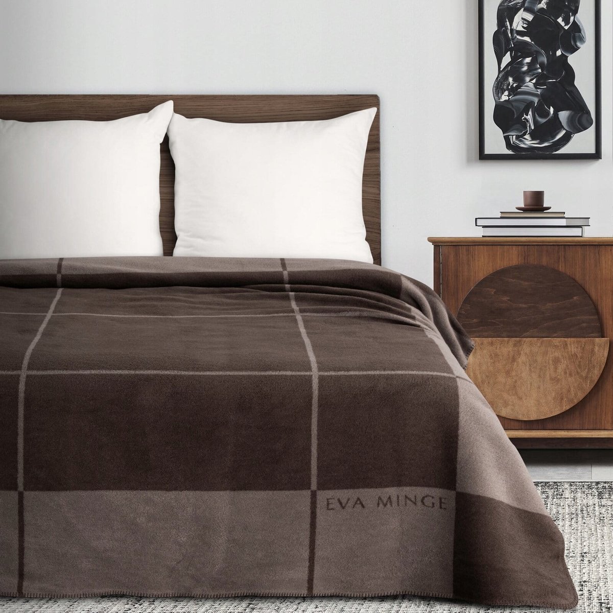 Luxe Acryl Plaid 220x240cm Eva Minge Elegant Bruin/Beige - Perfect Cadeau