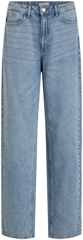 Lichtblauwe, wijde jeans met hoge taille.