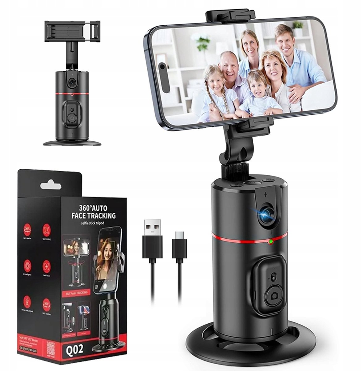 Slimme Telefoon Gimbal met AI Gezichts- en Bewegingsdetectie