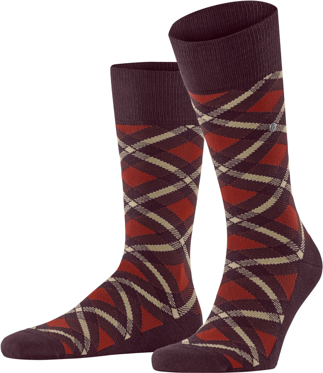 Burlington Tartan gedessineerd katoen sokken heren roze - maat 40-46