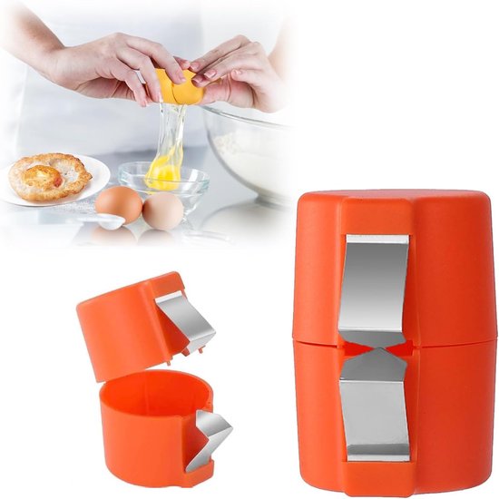 Foto: Eierschaal opener gekookte eier peller ei scheider roestvrij staal eierschaal snijder eierschaal snijder keuken gadget eier snijder voor kamperen of keuken gadgets oranje 