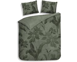 Heckettlane Dekbedovertrek Katoen Satijn Mai - Forest Green - 100% Katoen-Satijn - Dekbedovertrek 260x200/220cm - Lits Jumeaux Extra Breed - Bangkok
