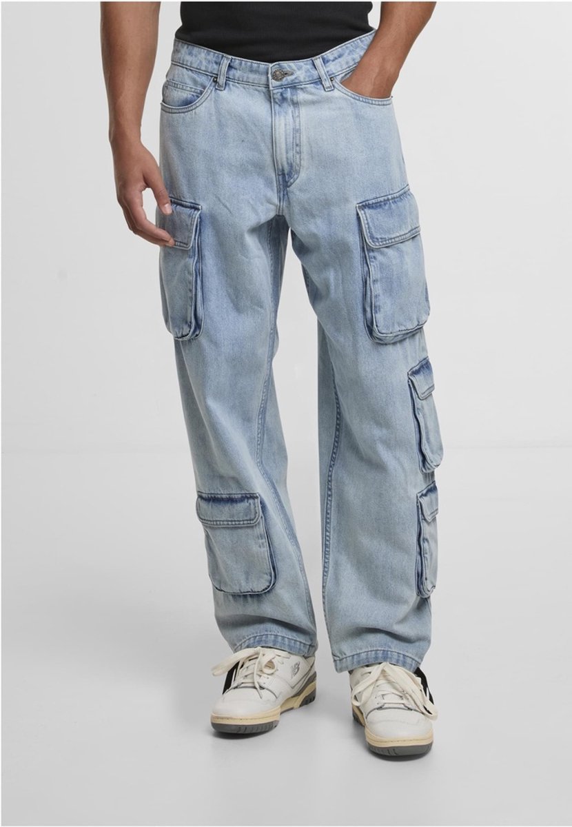 Urban Classics Multi Pocket new light washed Cargobroek Taille 30 inch Blauw