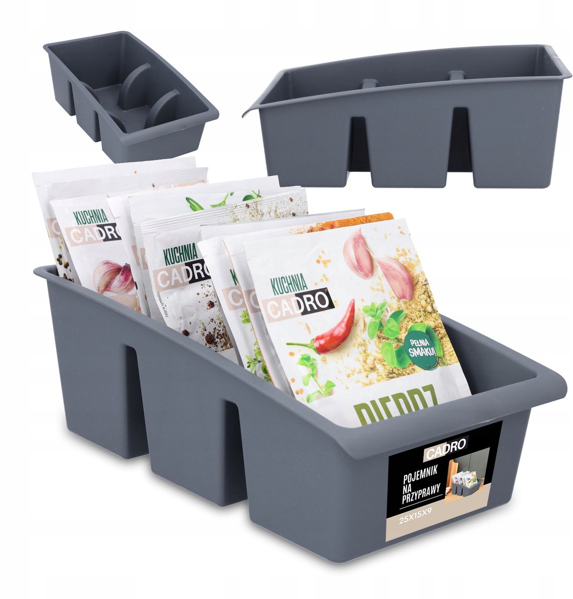 Keuken Organizer Kruiden & Zakjes - Compacte Lade Opberger Grijs