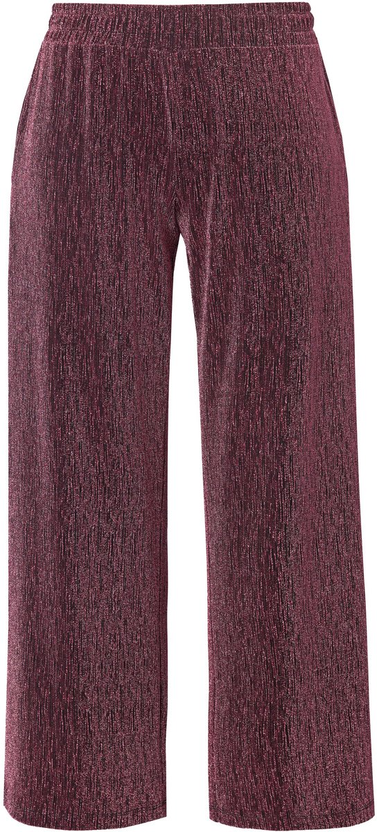 MIAMODA - Dames - Broek wijde pijpen glittereffect elastische tailleband - Framboos - Maat 58